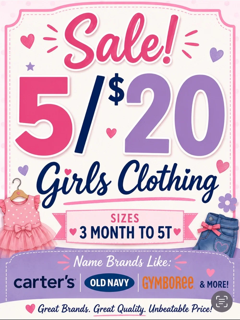 🩷 5/$20 Girls Clothing! 💜